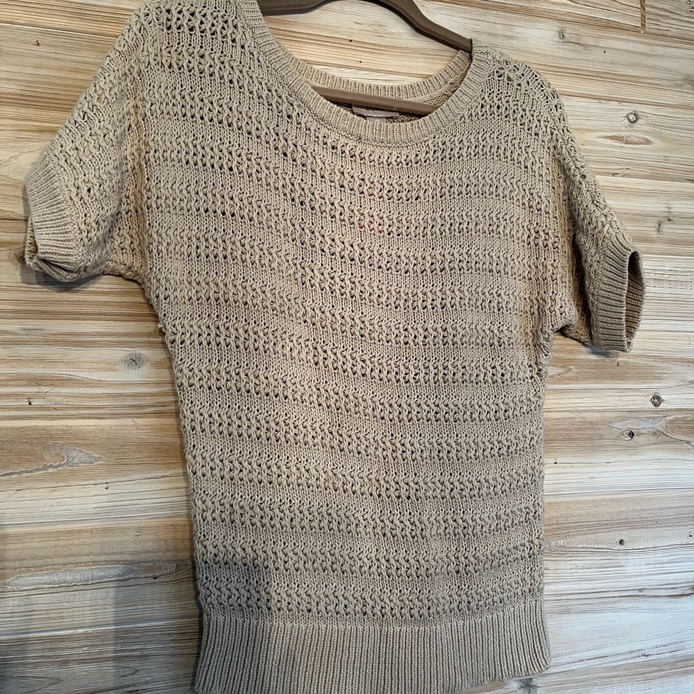 Loft Womens short sleeve sweater tan